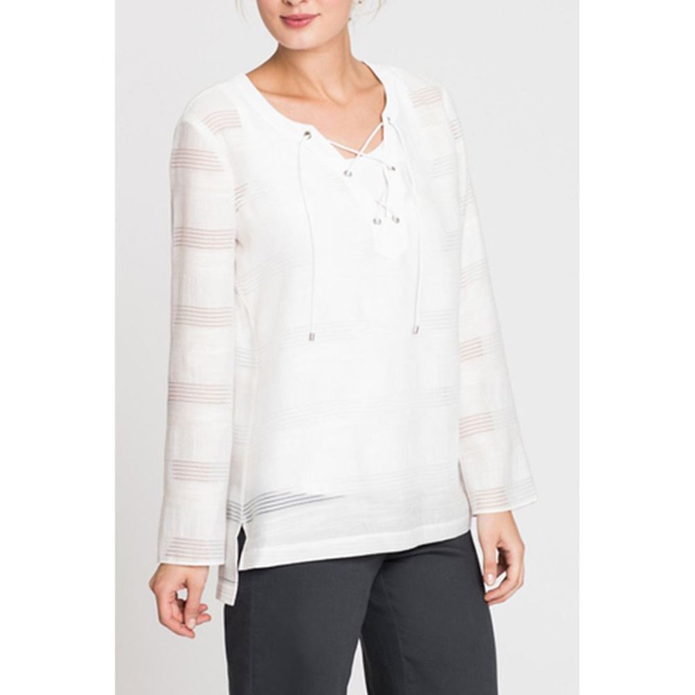 Nic+Zoe Women Shadow Stripe Top Paper White L - Picture 4 of 6